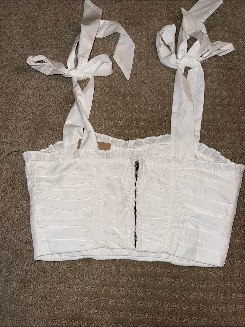 NWT Vestique Boutique White Corset Style Tie Shoulder Crop Top Size Small - Picture 9 of 11